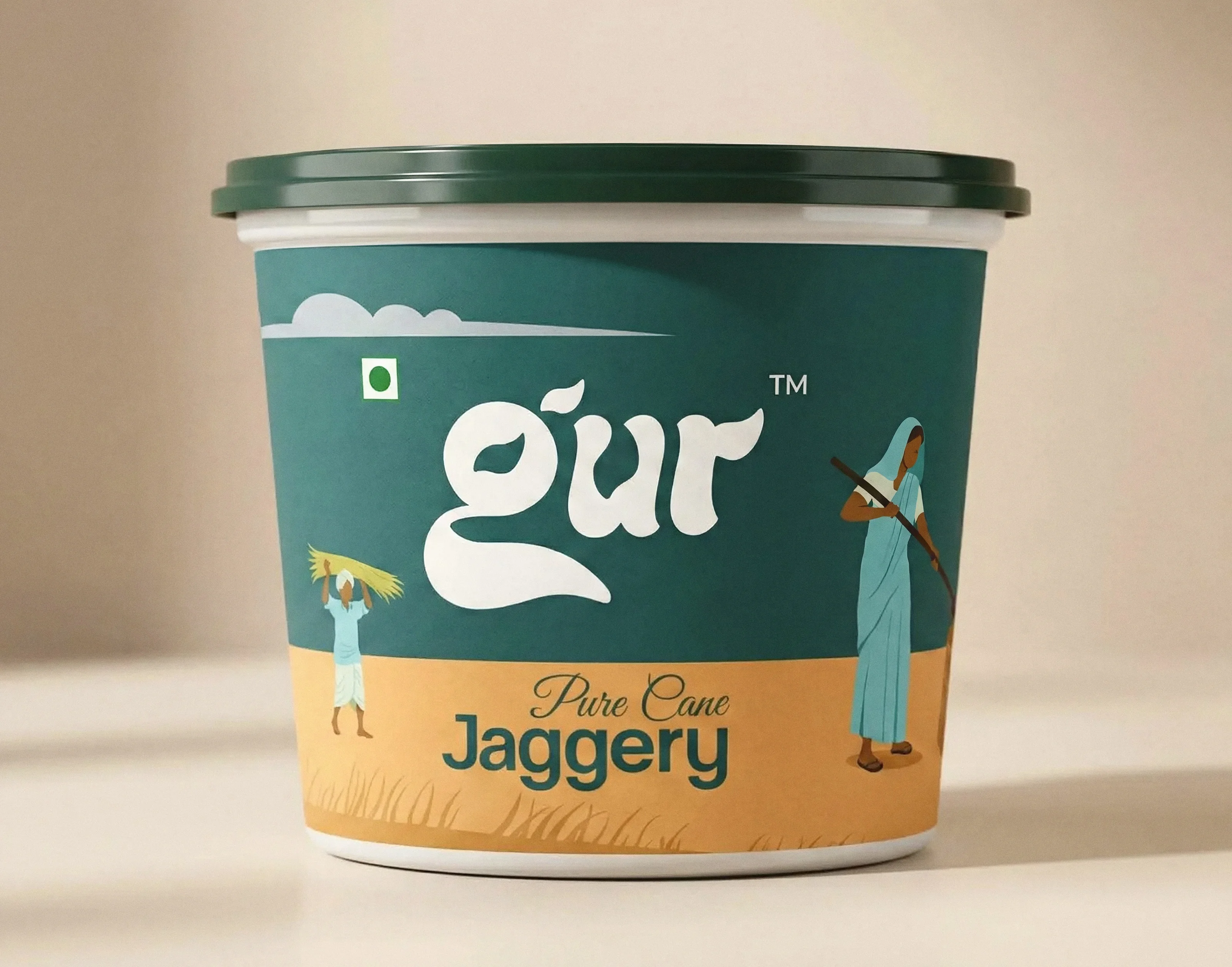 GUR jaggery tub, studio shot