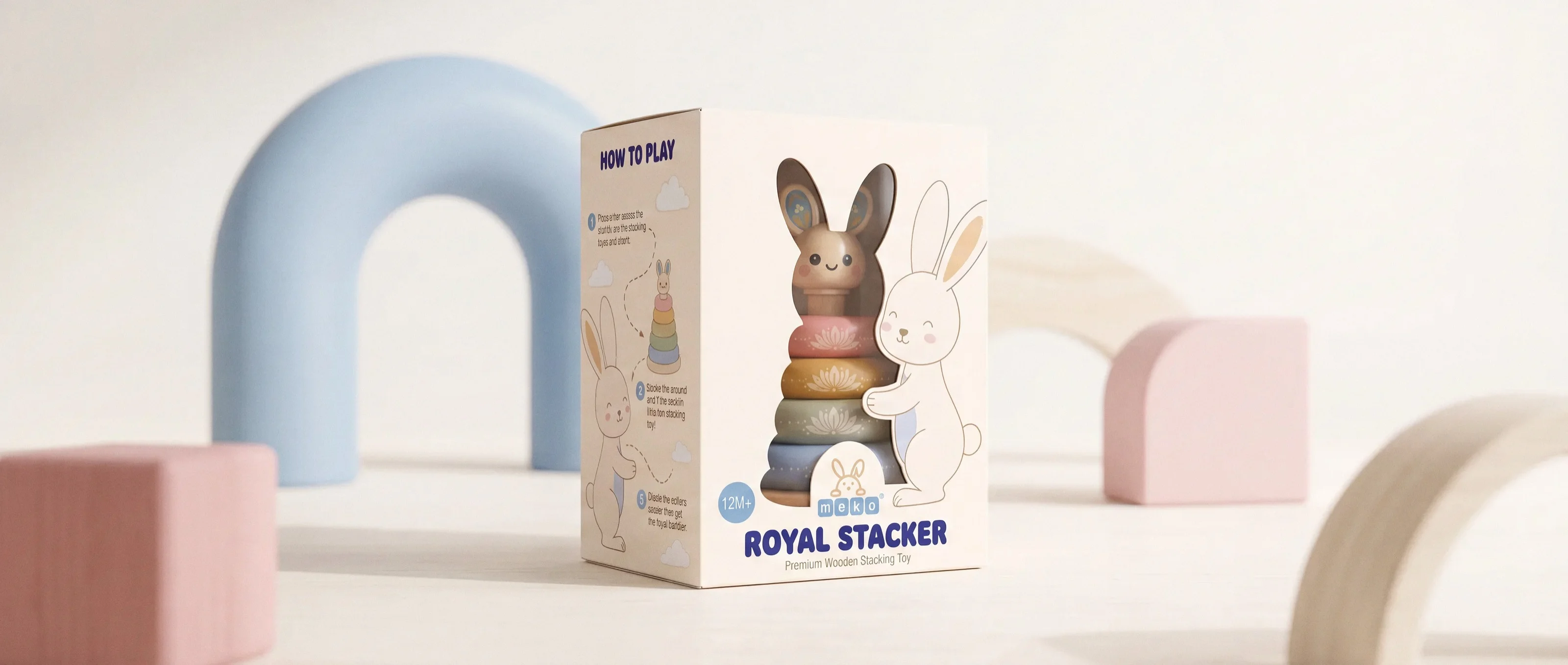 Royal Stacker box among oversized wooden arches